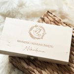 Pudełko na pieniądze na Pierwszą Komunię Świętą gołąb ze złotym zapięciem